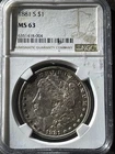 1881 Silver Morgan Silver Dollar 1$ MS63 NGC Graded Lustrous 90% Silver