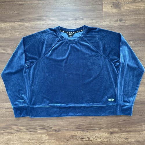 DKNY Sport Platinum Ribbed Velour Sweater & Pants Set Women’s Medium Blue Casual - Picture 3 of 15