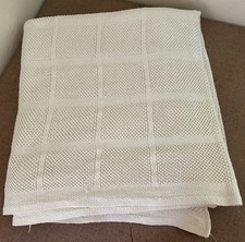 Woven Blanket Ivory 100 Cotton Seamed Edges Twin to Full Size USA