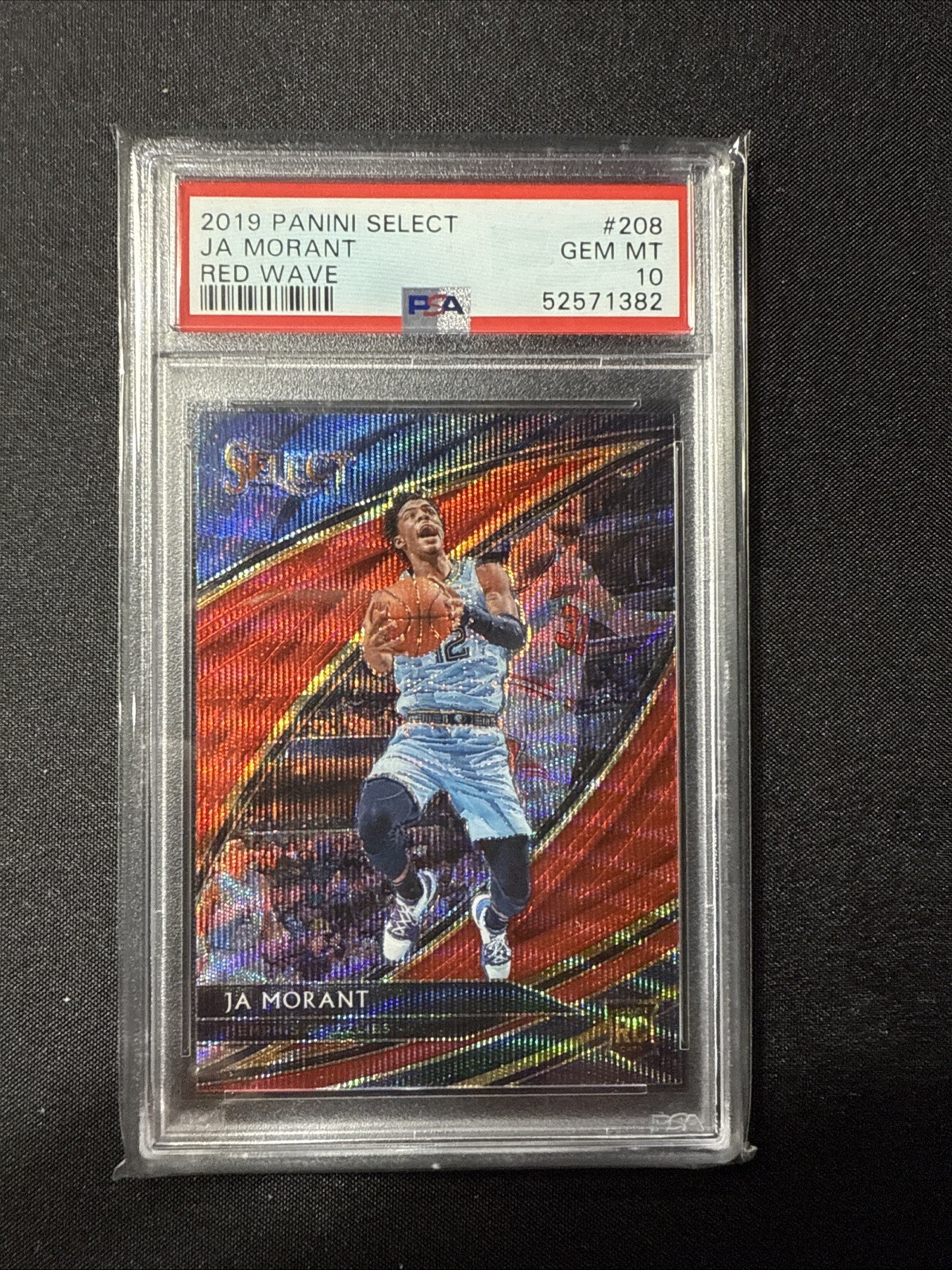 2019 Panini Select Ja Morant RC PSA 10 Red Wave Prizm Courtside #208 Rookie