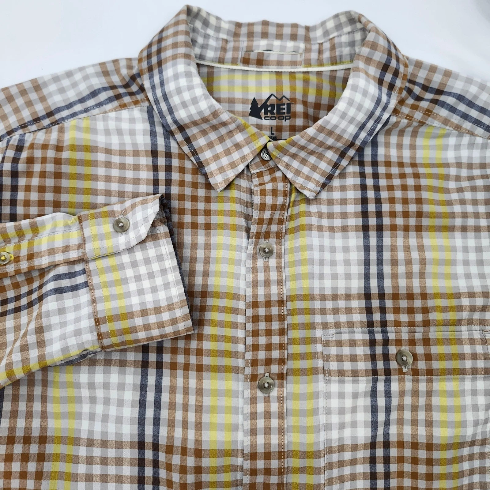 REI Co-Op Plaid Button Up Shirt Large Outdoor Travel Hiking Nylon Lightweight
Opens in a new window