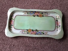 Vintage Maling Newcastle Upon Tyne Green Peony Rose Tray