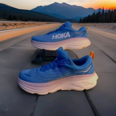 HOKA ONE ONE  Bondi 8  Running Shoes Wide Comfort Recovery Blue Women s Sz 8D