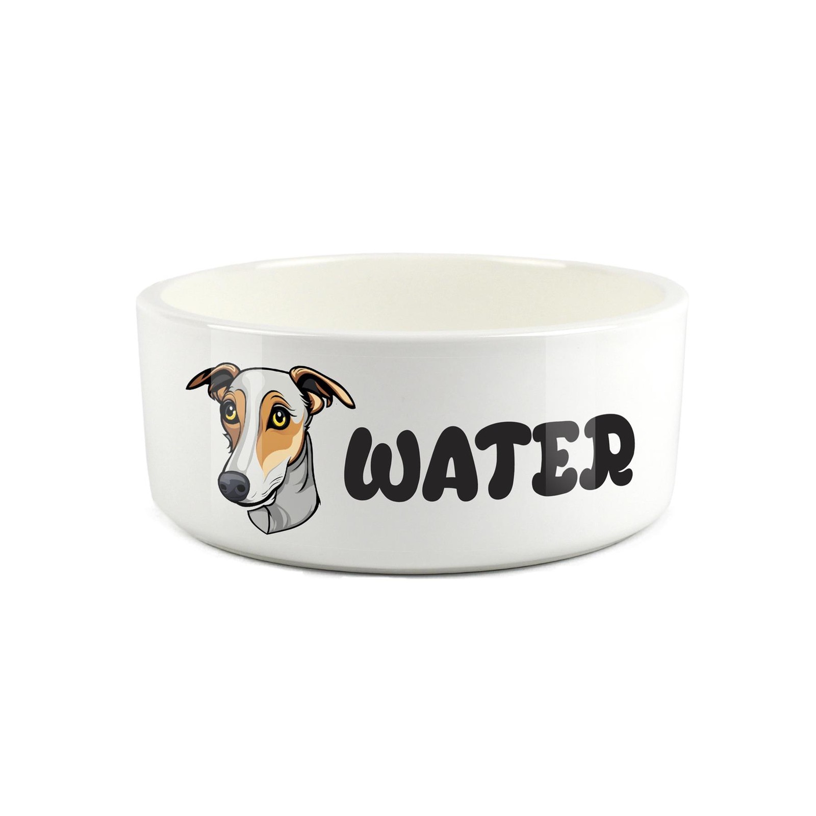 Cartoon Whippet Water Bowl - Large Ceramic Water Dish Dog Gift