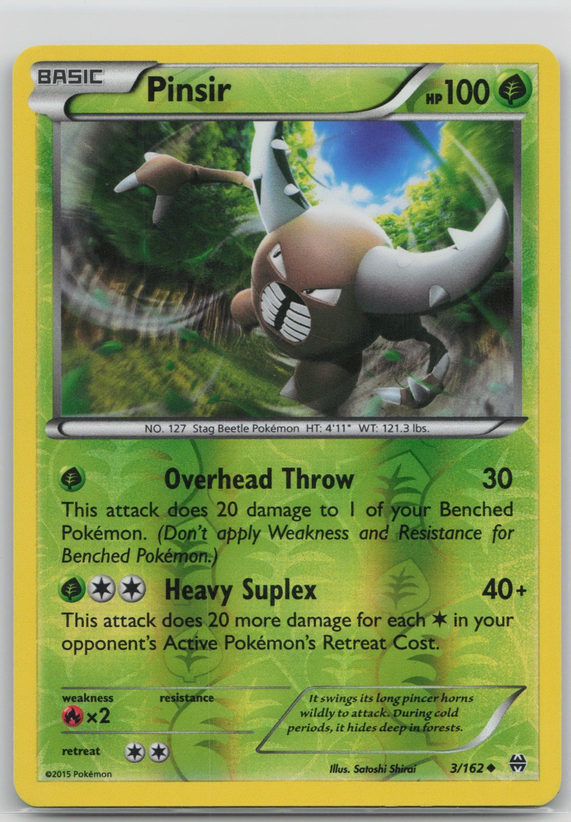 Pinsir Uncommon Grass XY - BREAKthrough 3/162 LP 2015 Satoshi Shirai Reverse Hol