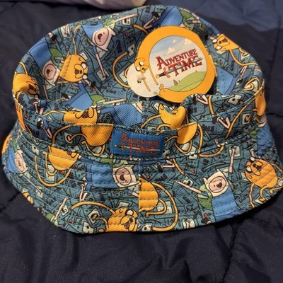 Adventure Time Hat Cartoon Network Jake & Finn Pattern Bucket Hat Rare VTG NWT
