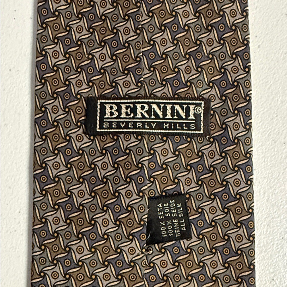 Bernini 100% Silk Elegant Hexagonal Pattern Tie -… - image 2