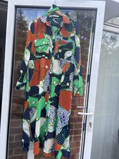 Retro & Icone M Medium Loud Summer Shirt Dress Belt Orange Green Blue