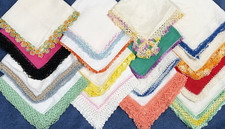 16 Crochet Tatted Lace Trim Hankies Vintage Lot Variety