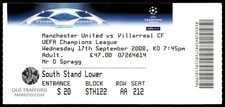 Ticket 2008 Manchester United vs. Villarreal CF Champions League  40443