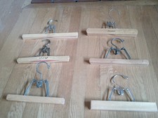 Vintage Wood Pant Hangers Nevco Princess Chase President LOT of 6