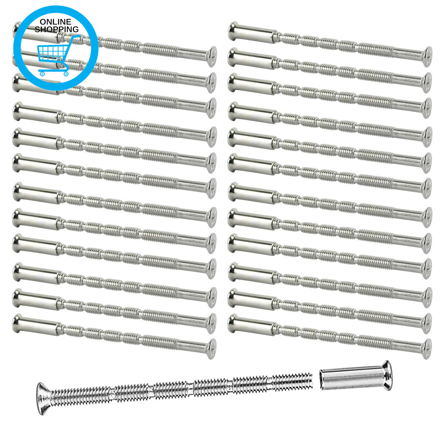 M4 Door Handle Bolt through Fixings, 25Pcs M4 Door Handle Fixing Screws and Slee