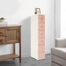 7-Drawer Pink Slim Storage Organizer Modern Narrow Bathroom Drawer Cabinet 2025