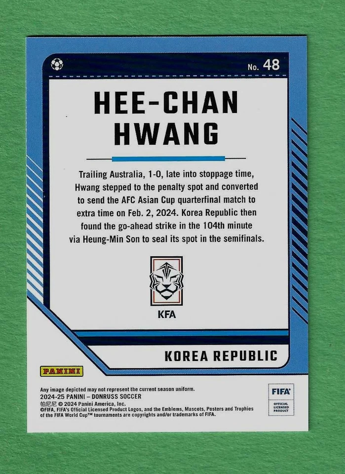 Hee-chan Hwang 2024-25 Panini Donruss #48 BLUE CUBIC /99 Korea Wolverhampton - Image 2 of 2