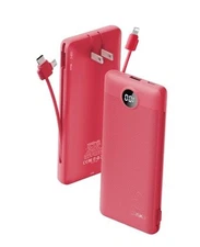 Portable Charger Built-in Cables and AC Wall Plug,  USB C Power Bank Red