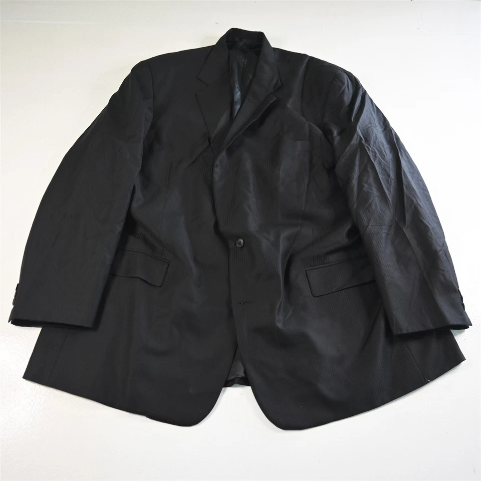 Dormeuil Amadeus 58R 54x32 Black Striped Super 100s Wool Mens Jacket Pants Suit - Image 2 of 4