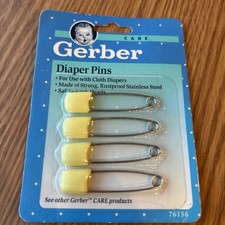 Vintage Gerber Diaper Pins 4 Count Yellow 1991 New In Package