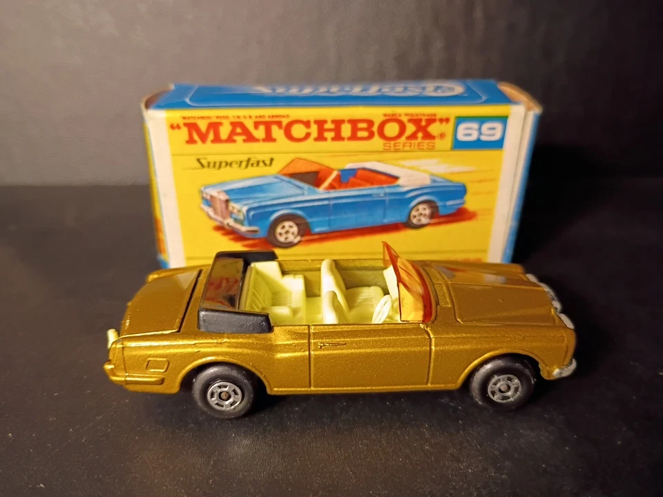 Matchbox SF Rolls Royce Silver Shadow Coupe Gold 1969  Rare Orig F2 Box - Image 2 of 4
