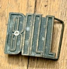 Vintage metal belt buckle BILL