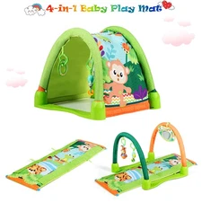 4-in-1 Activity Gym Play Mat Baby Activity Center w/3 Hanging Educational Child