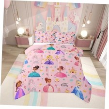 Kids Magical Princess Comforter Set, Girly Cute Castle Microfiber Twin Pink