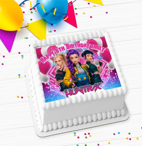 POP DEMON HUNTERS PERSONALISED BIRTHDAY ICING EDIBLE COSTCO CAKE TOPPER GC-491 - Picture 4 of 7