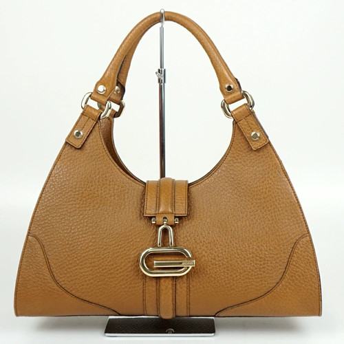 Gucci 130995 Handbag Brown Gold Hardware Leather Bag Ladies Used