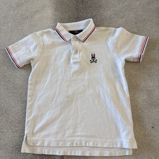 Psycho Bunny Boys Sz M Medium Polo Shirt Short Sleeve White Cotton
