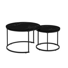 Set of 2 Round Nesting Coffee Tables Modern Side End Table for Home Living Room