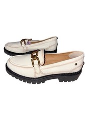 Pikolinos Aviles Off-White Leather Lug Sole Chain Loafers &ndash; Size 40