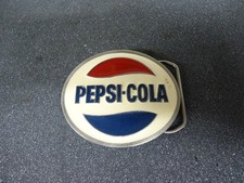 Pepsi Cola Enamel Metal Belt Buckle PepsiCo Advertising Oval Embossed Full Color