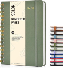 Lined Spiral Journal Notebook, A5 Hardcover Spiral Journals for Women Men, 150 N