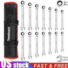 14pcs Fixed Head Ratcheting Wrench Set Metric 6-19mm Wrench Set with Storage Bag