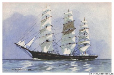 CAR-AFAP1-0044-BOAT - Three Mats Franc - Three Mats Square Sails