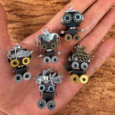 Handmade DIY Crown Punk Robot Charm for Necklace/Phone/Bag Decor Cute&Edgy Gift