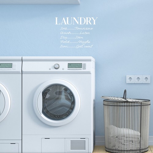 Laundry Schedule - White 16" x 22" Wall Art Decal Vinyl Sticker - Picture 3 of 5