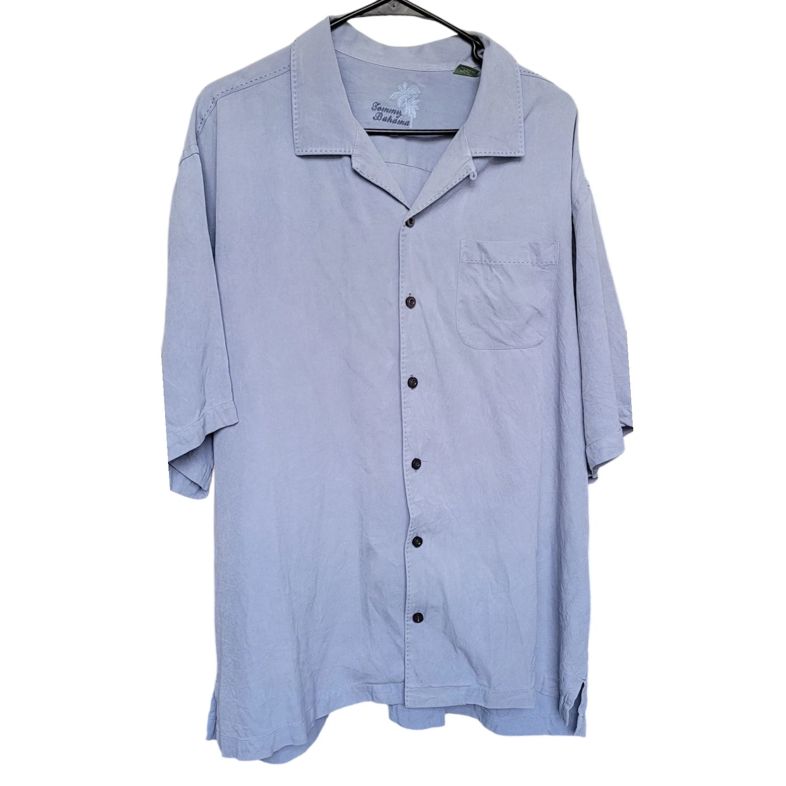Tommy Bahama XLarge Men's 100% Silk Camp Collar Shirt Blue