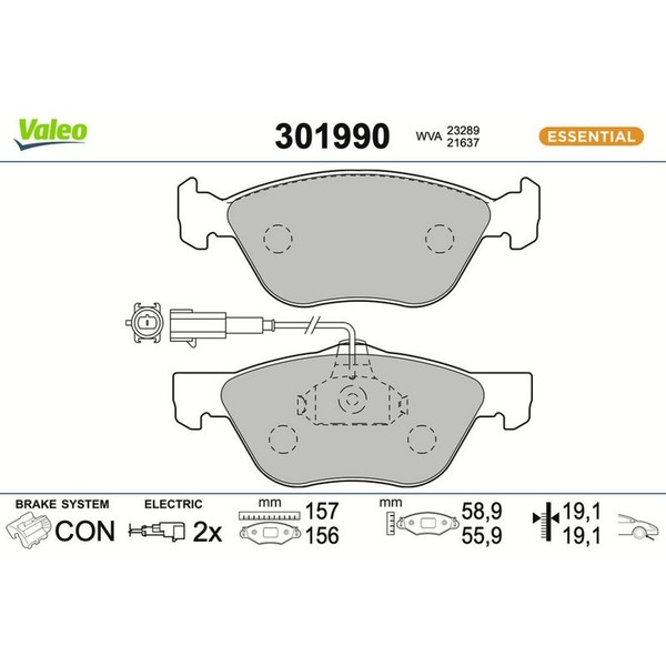 Valeo 301990 Bremsbelagsatz FüR Alfa Romeo Fiat Lancia Bremse BremsbeläGe-image