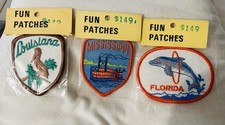 Vintage Set Of 3 State Travel Souvenir Sew-On Patch Voyager