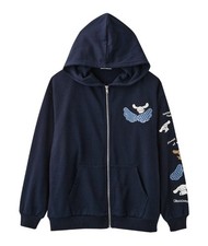 Sanrio Characters Embroidered Zip-Up Hoodie Cinnamoroll Navy M Japan New