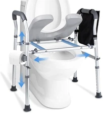 500 lbs. Handicap Elevated Toilet Seat with Arms, Adjustable Height and Width