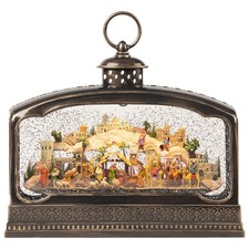 Large Nativity Scene Christmas Snow Globes, 10.83" Electric Light up Snow Glo...