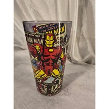Marvel Iron Man Vintage Comic Panel Pint Glass 16o Silver Buffalo 2011 Superhero