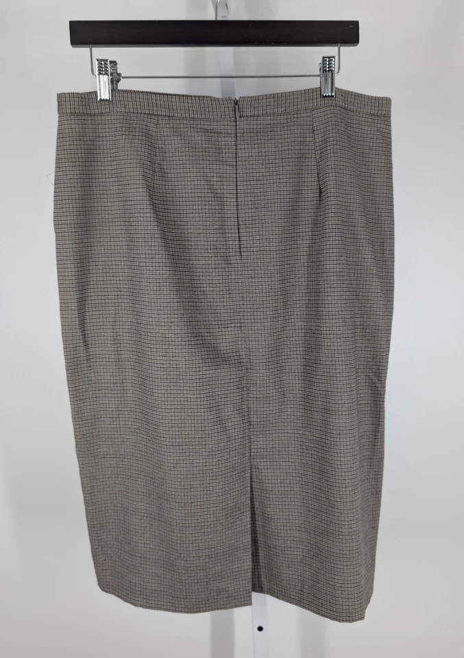 Barney's New York 复古 90 年代格子中性色羊绒羊毛 2 件套裙套装 — 第 3/4 张图片