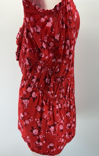 Old Navy New W Tags Tank Top Womens 3XL Thin Strap Button Up Red Floral. - Picture 2 of 11