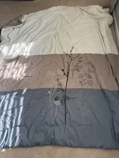 Cream and blue floral embroidered full size thick comforter  #home-decor