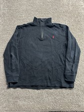 vintage Polo Ralph Lauren Quarter Zip Pullover Sweater L Small Pony / Black
