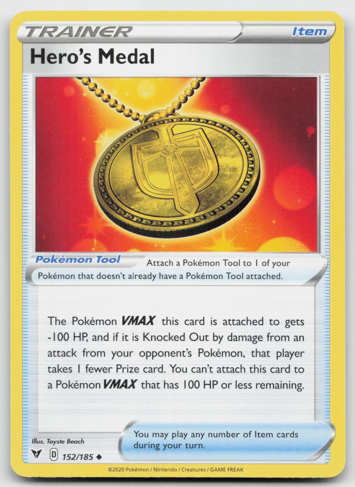 Hero's Medal 152/185 Uncommon Vivid Voltage Pokemon NM