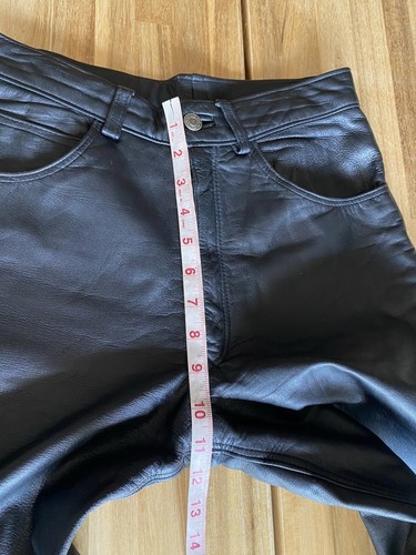 Black Real Leather Trousers 28W Vintage High Waisted - Picture 3 of 17