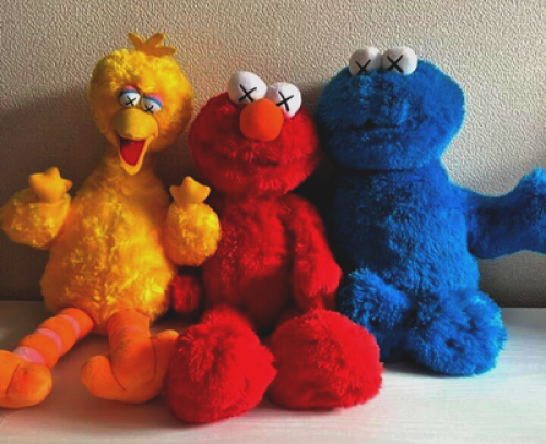 KAWS Sesame Street Plush UNIQLO Limited Elmo Cookie Monster Big Bird Set of 3 - Picture 15 of 24